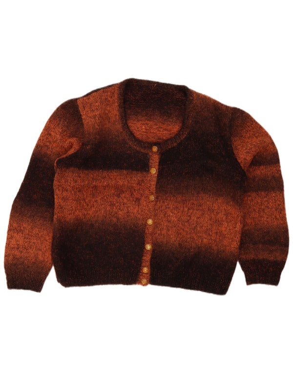 Vintage mujer Cardigan suéter Reino Unido 18 XL marrón colorblock