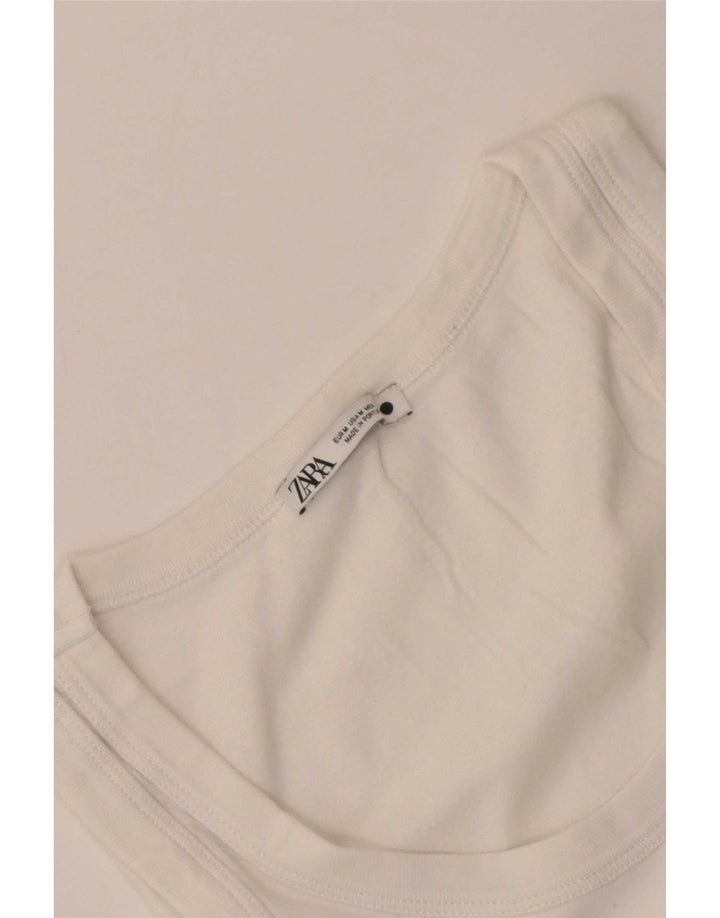 Zara Mujer Chaleco Top UK 12 Medium Blanco