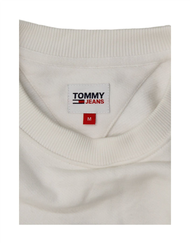 TOMMY HILFIGER Womens Oversized Sweatshirt Jumper UK 14 Medium White