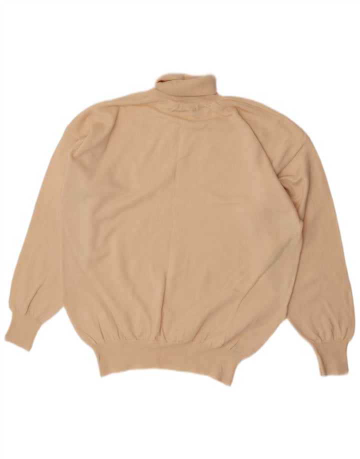 Vintage hombres rollo cuello jersey suéter XL lana beige