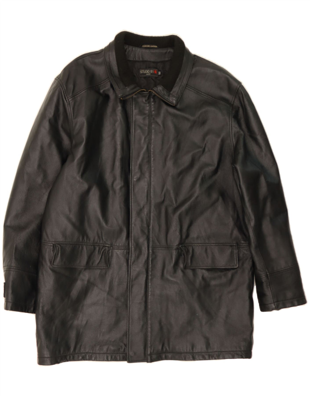STUDIO 81 Mens Leather Coat IT 52 XL Black Leather Vintage Studio 81 and Second-Hand Studio 81 from Messina Hembry 