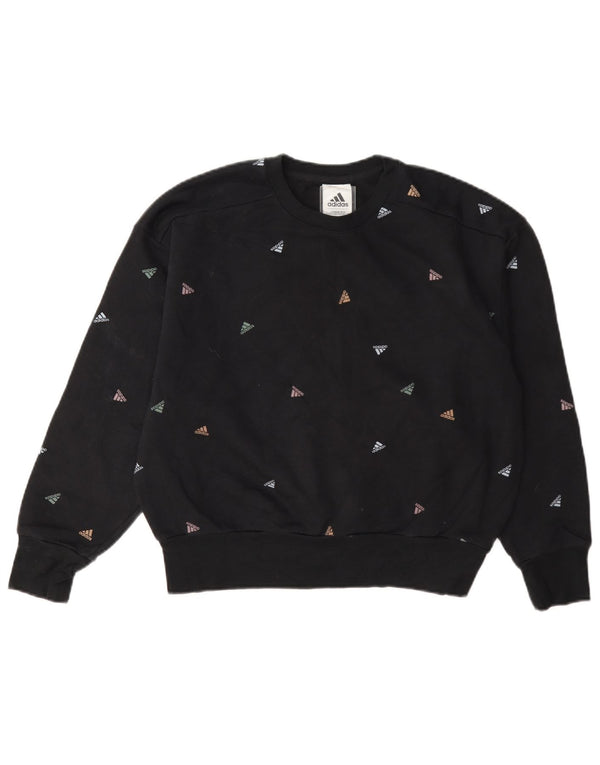 Adidas - Sudadera gráfica para mujer, talla 40, talla grande, algodón negro