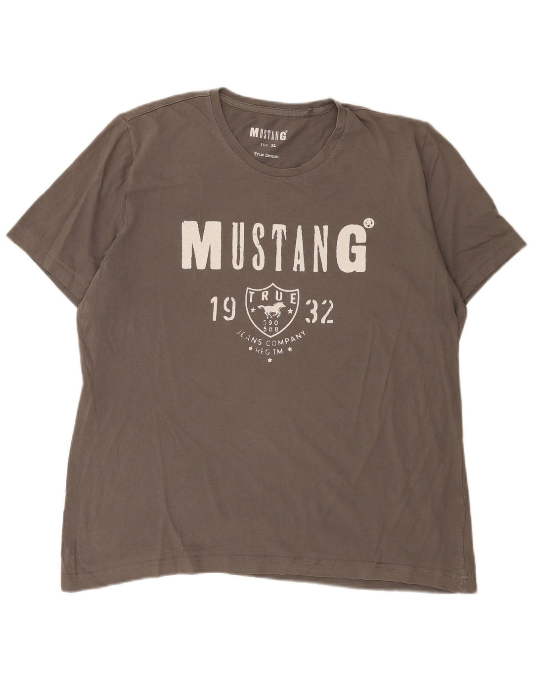 Mustang Camiseta gráfica para hombre Top XL Algodón gris