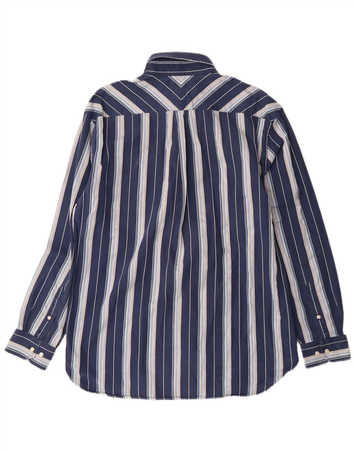 TOMMY HILFIGER Camisa de hombre grande de algodón a rayas azul marino