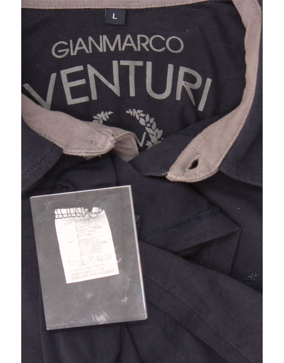GIANMARCO VENTURI Mens Polo Shirt Large Navy Blue Cotton Vintage Gianmarco Venturi and Second-Hand Gianmarco Venturi from Messina Hembry 
