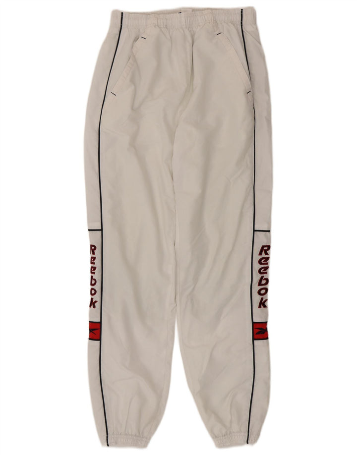 Reebok Hombre Graphic Chándal Pantalones Joggers Pequeño Poliéster Blanco
