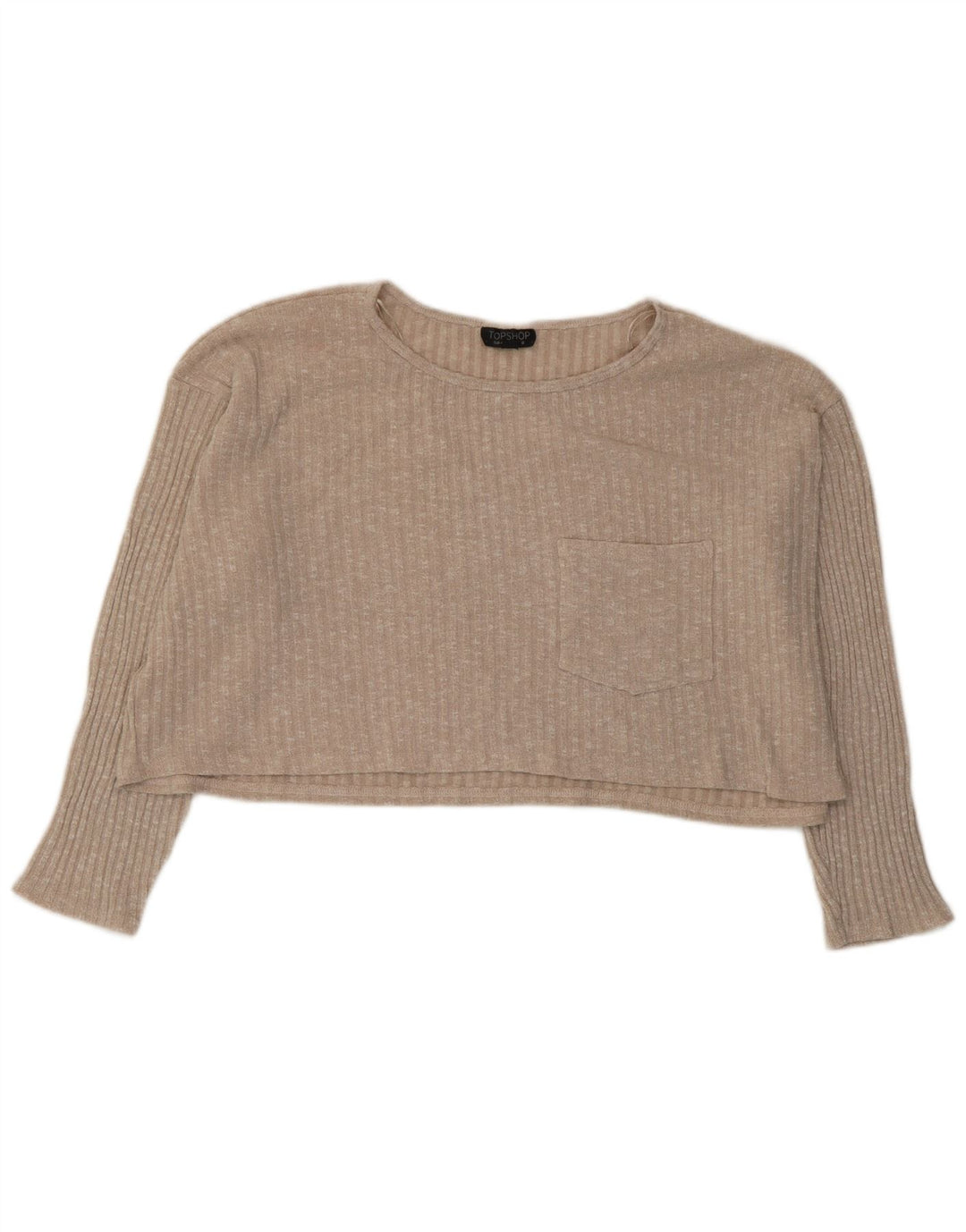 Topshop Top corto extragrande de manga larga para mujer UK 42 Medio beige moteado