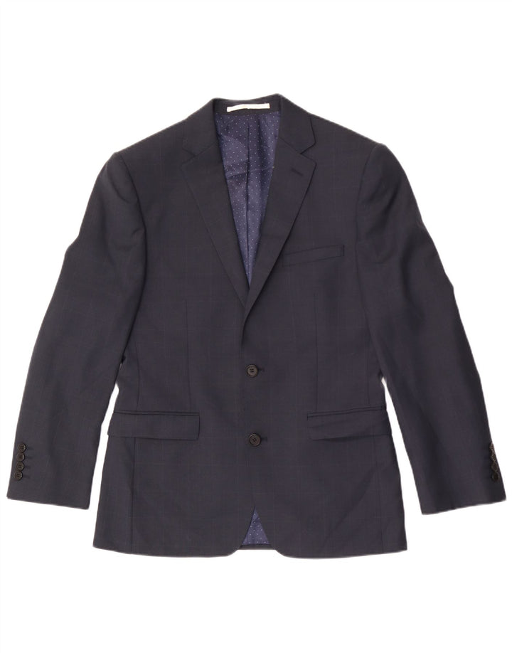 French Connection Chaqueta tipo blazer de 2 botones para hombre UK 36 Small Lana azul marino