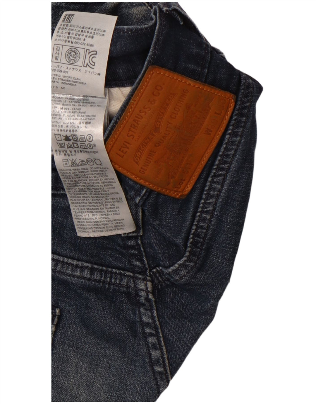 LEVI'S Mens 511 Slim Jeans W30 L30 Algodón Azul Marino