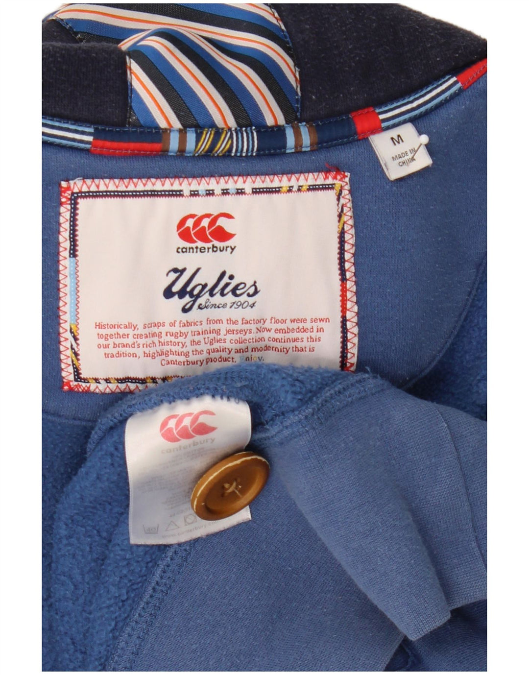 Canterbury - Sudadera con cuello y botones para hombre, jersey de algodón azul medio