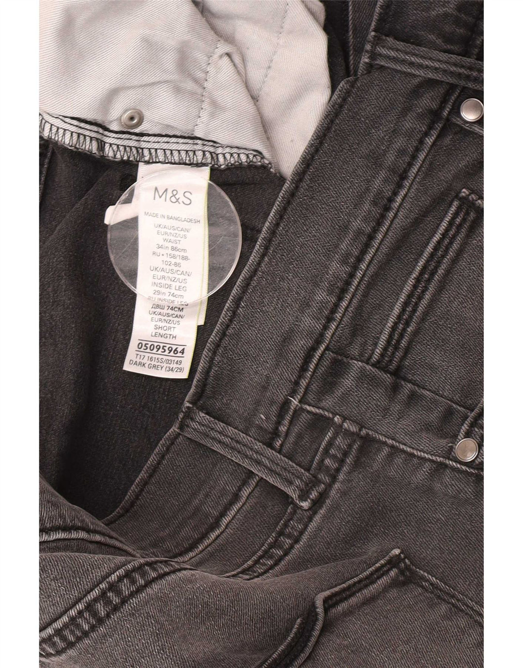 Marks & Spencer Vaqueros ajustados para hombre W34 L29 Algodón gris