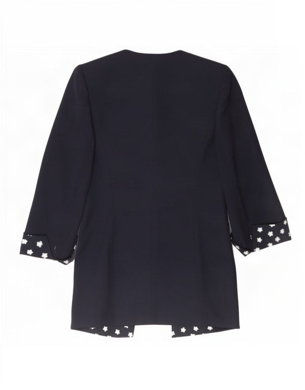 Luisa Spagnoli Chaqueta tipo blazer larga para mujer IT 48 XL Azul marino Floral