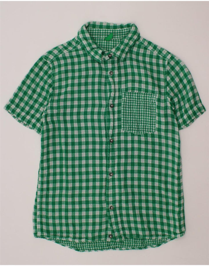 BENETTON Camisa Manga Corta Niño 10-11 Años Vichy Verde