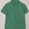 BENETTON Camisa Manga Corta Niño 10-11 Años Vichy Verde