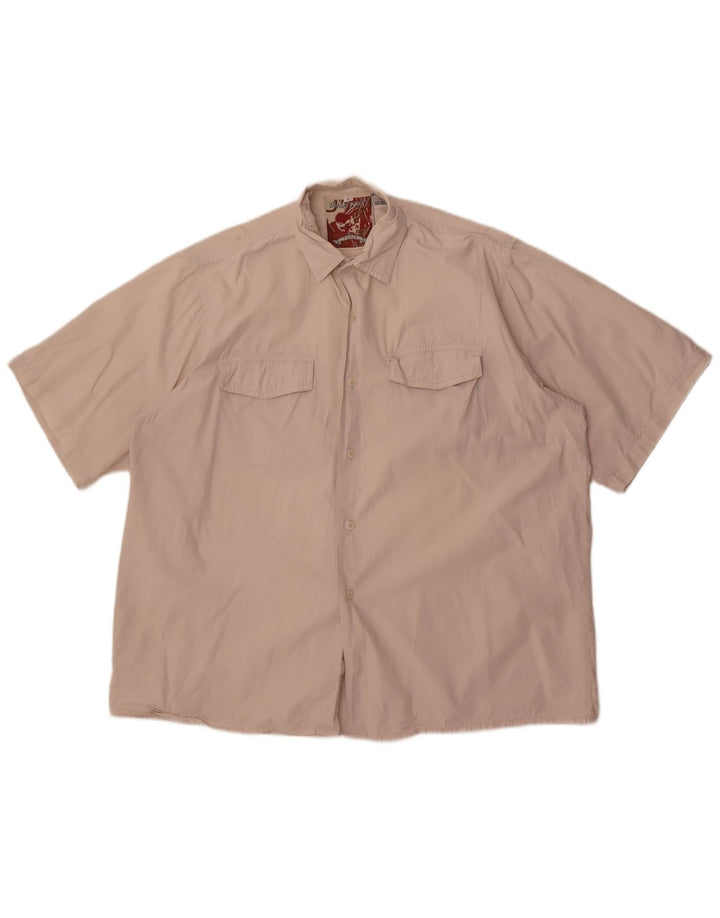 Vintage hombres camisa de manga corta algodón blanco grande