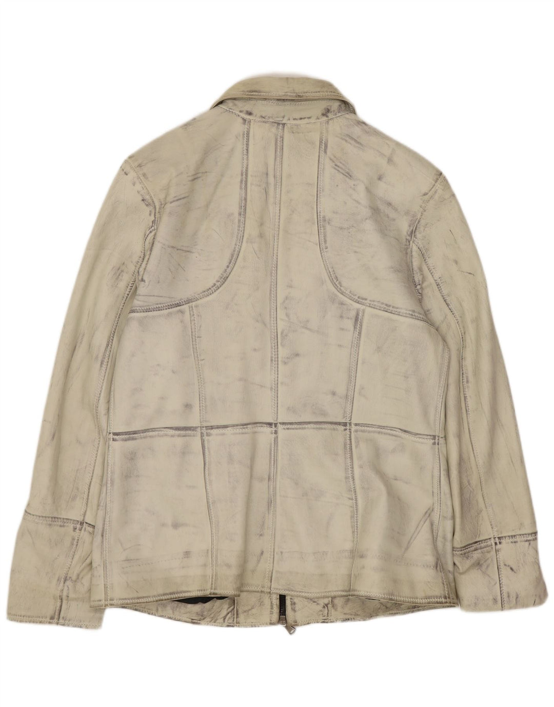 Vintage mujer chaqueta de cuero Reino Unido 16 grande de blanco