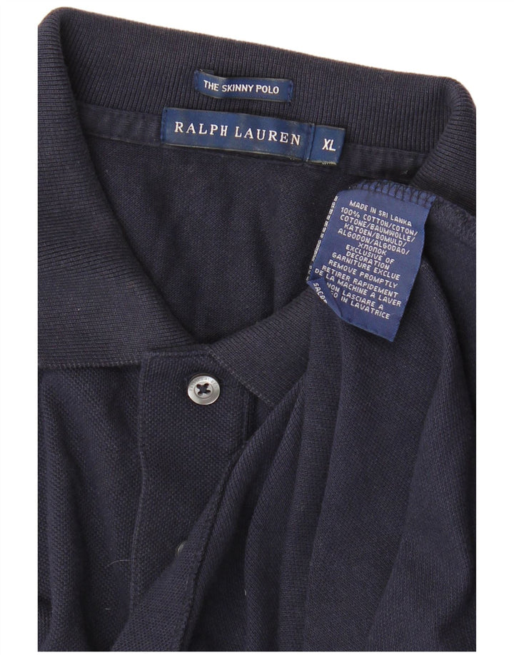 RALPH LAUREN Polo ajustado para mujer UK 40 XL Algodón azul marino