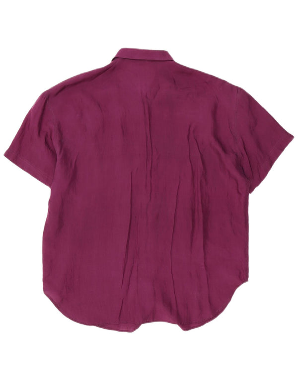Vintage mujer camisa de manga corta Reino Unido 16 grande púrpura