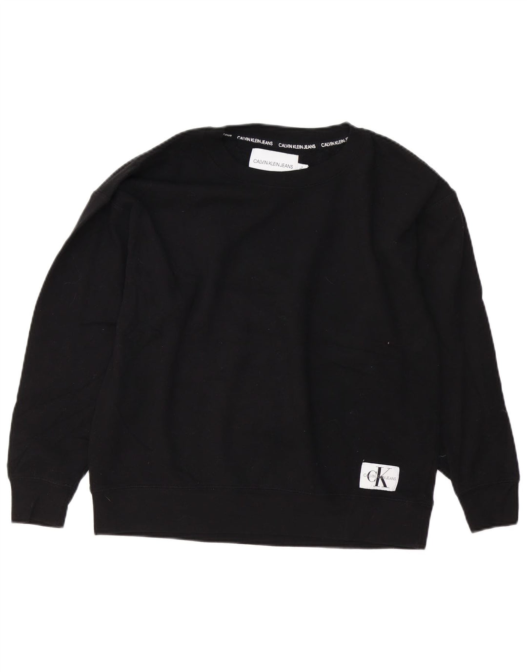 CALVIN KLEIN JEANS Sudadera para mujer Jumper UK 44 Mediano Negro Algodón