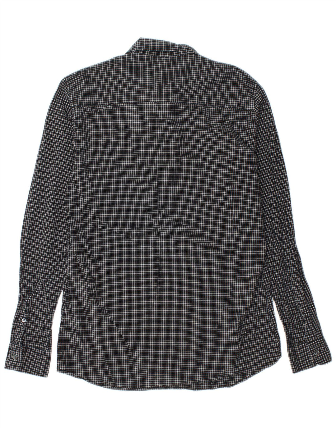 Camisa de franela de corte slim de algodón a cuadros negros pequeños de French Connection Hombre