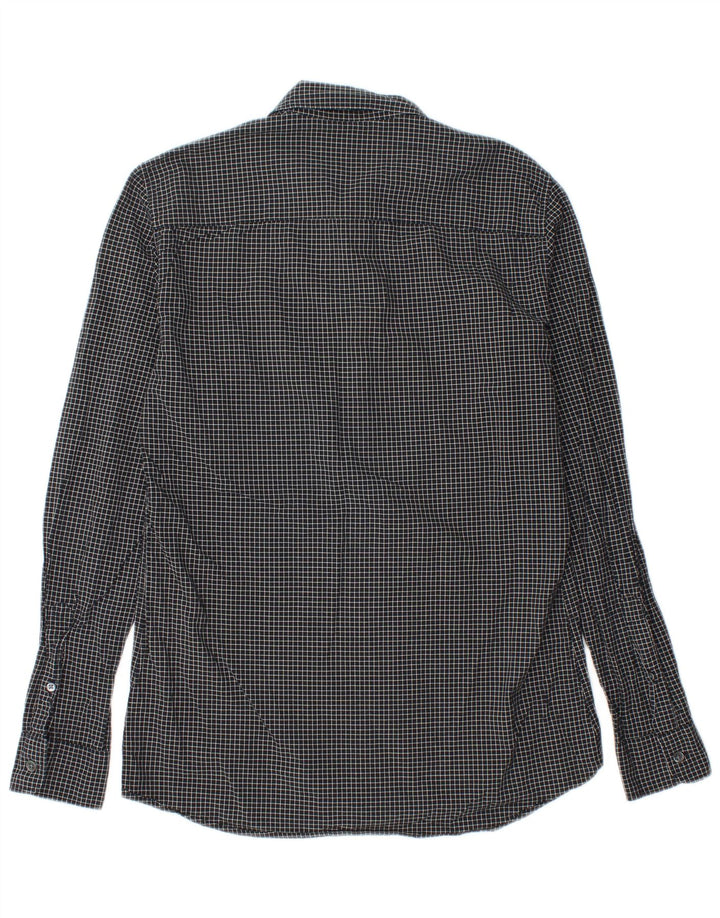 Camisa de franela de corte slim de algodón a cuadros negros pequeños de French Connection Hombre