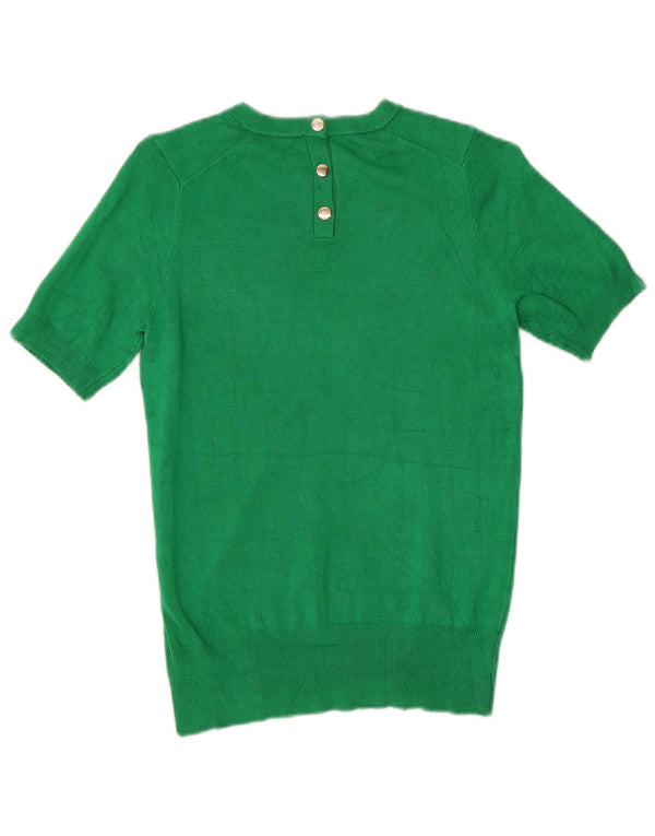 Zara Jersey de manga corta con cuello barco para mujer, talla 40, viscosa verde pequeña