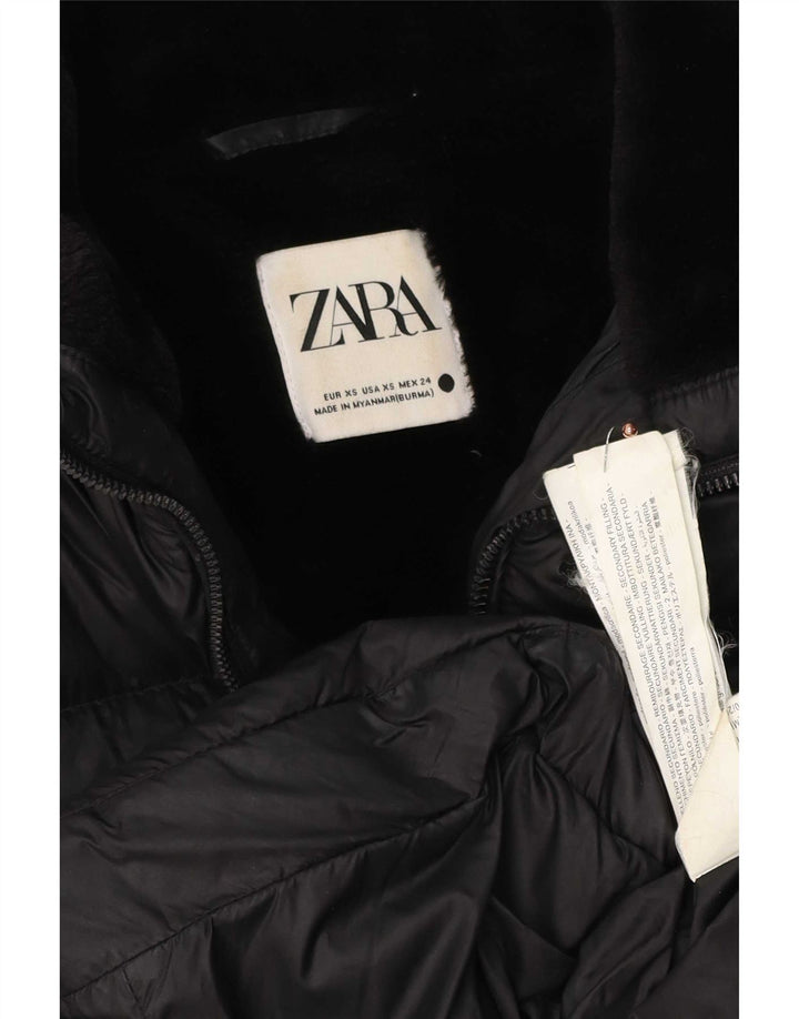 Zara Mujer Chaqueta Acolchada UK 6 XS Negro Poliéster