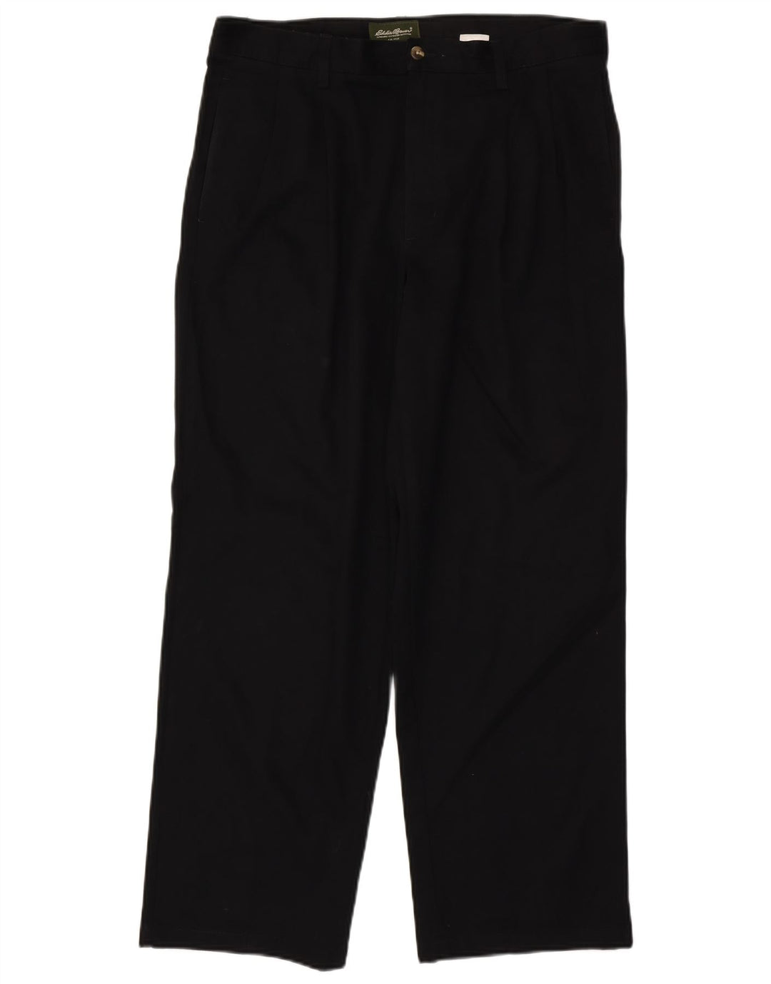 EDDIE BAUER Pantalón chino con pinzas para hombre W35 L30 Algodón negro