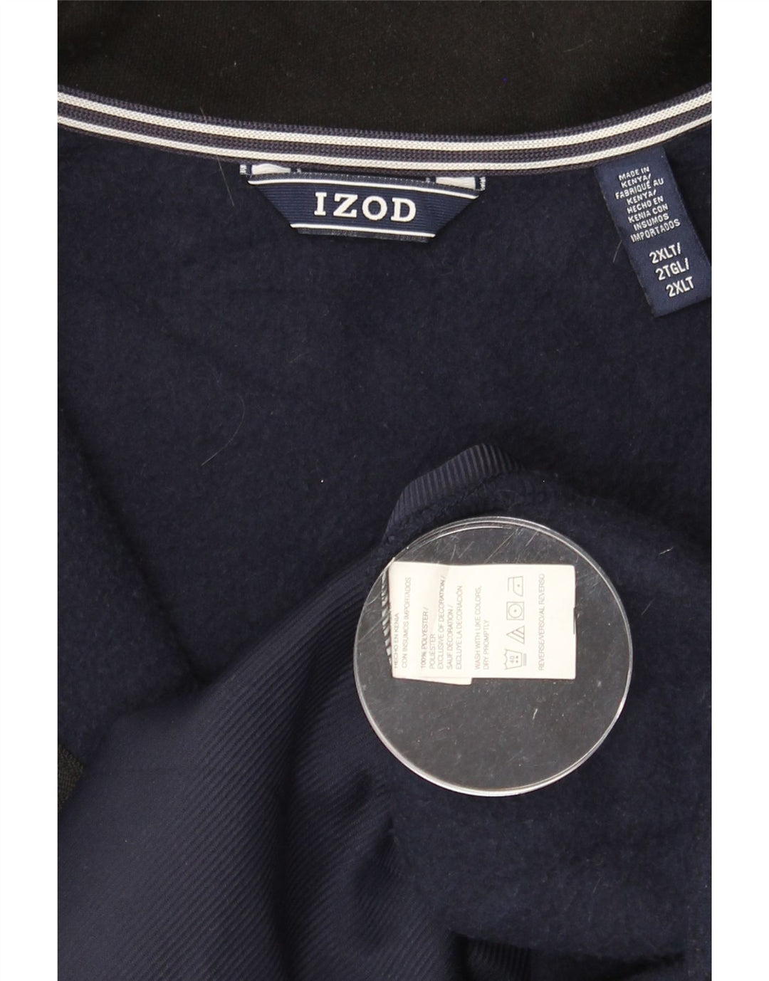 IZOD Mens Sleeveless Tracksuit Top Jacket 2XL Navy Blue Polyester Vintage Izod and Second-Hand Izod from Messina Hembry 