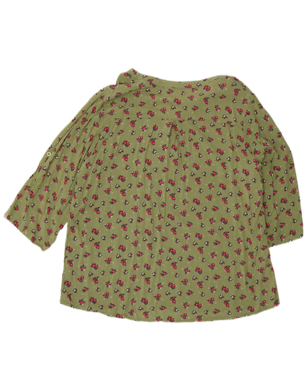 F.D.Joseph Camisa tipo jersey de manga 3/4 para mujer UK 40 XL Viscosa floral verde