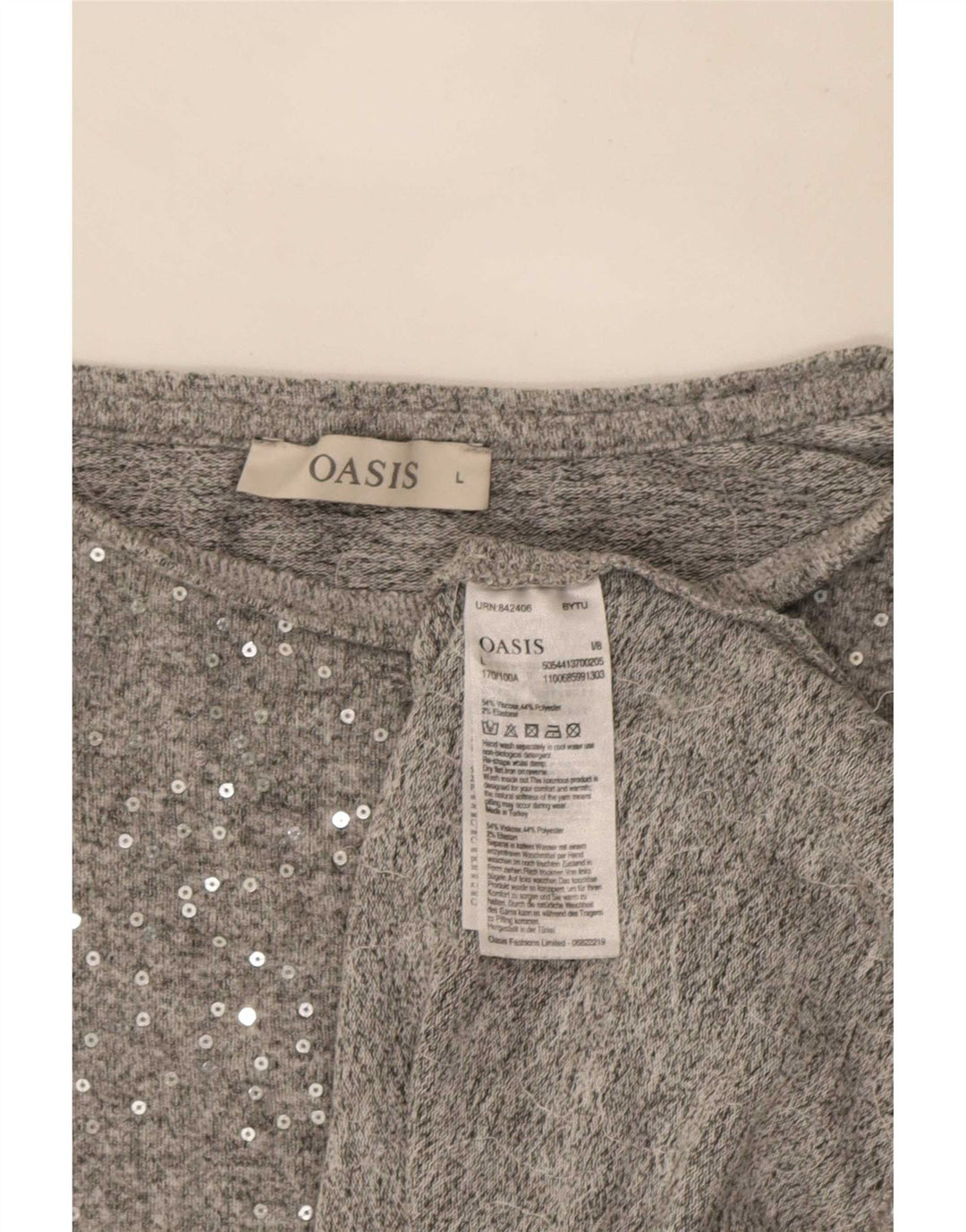 Oasis Blusa de manga larga para mujer UK 46 Large Viscosa gris