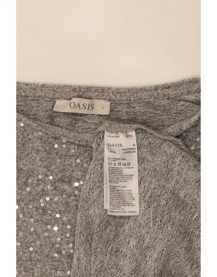 Oasis Blusa de manga larga para mujer UK 46 Large Viscosa gris