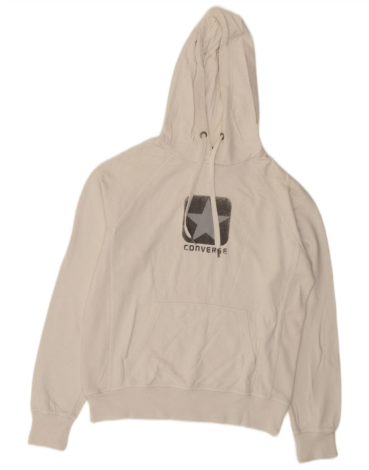 Converse Hombre Sudadera Con Capucha Gráfica Jersey De Algodón Blanco Mediano