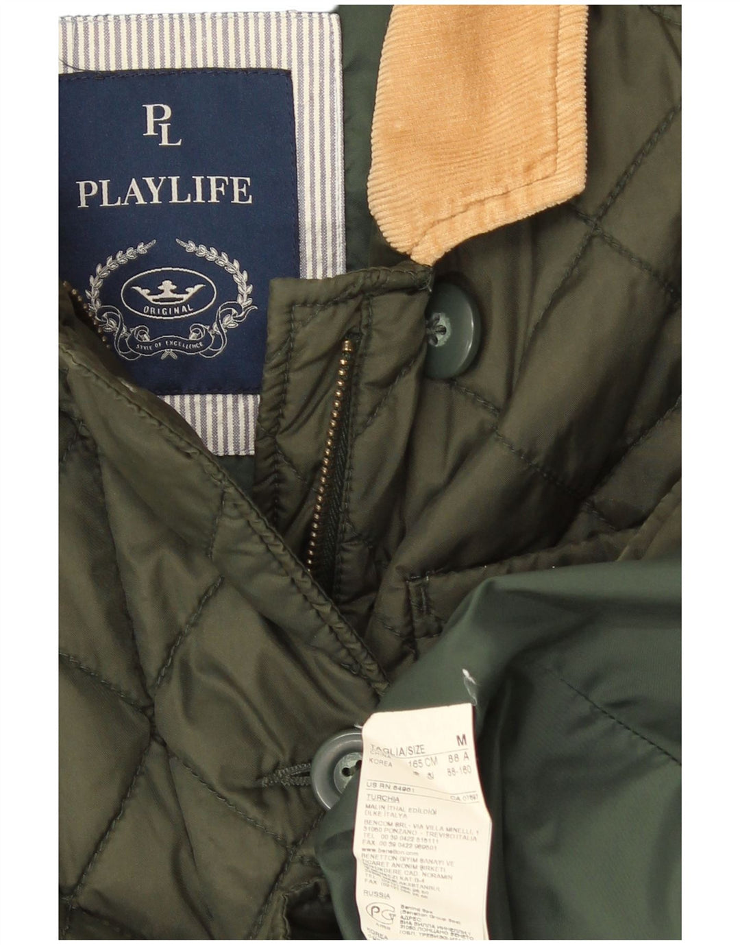 Playlife Chaqueta acolchada para mujer UK 44 Algodón caqui mediano