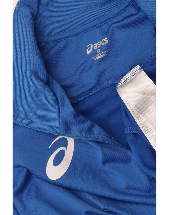Asics Hombre Zip Neck Pullover Chándal Top XL Azul Colorblock Poliéster