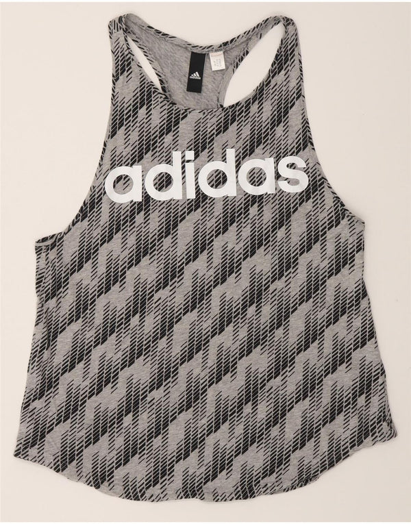 Adidas Mujer Gráfico Chaleco Top UK 12 Gris Medio Geométrico