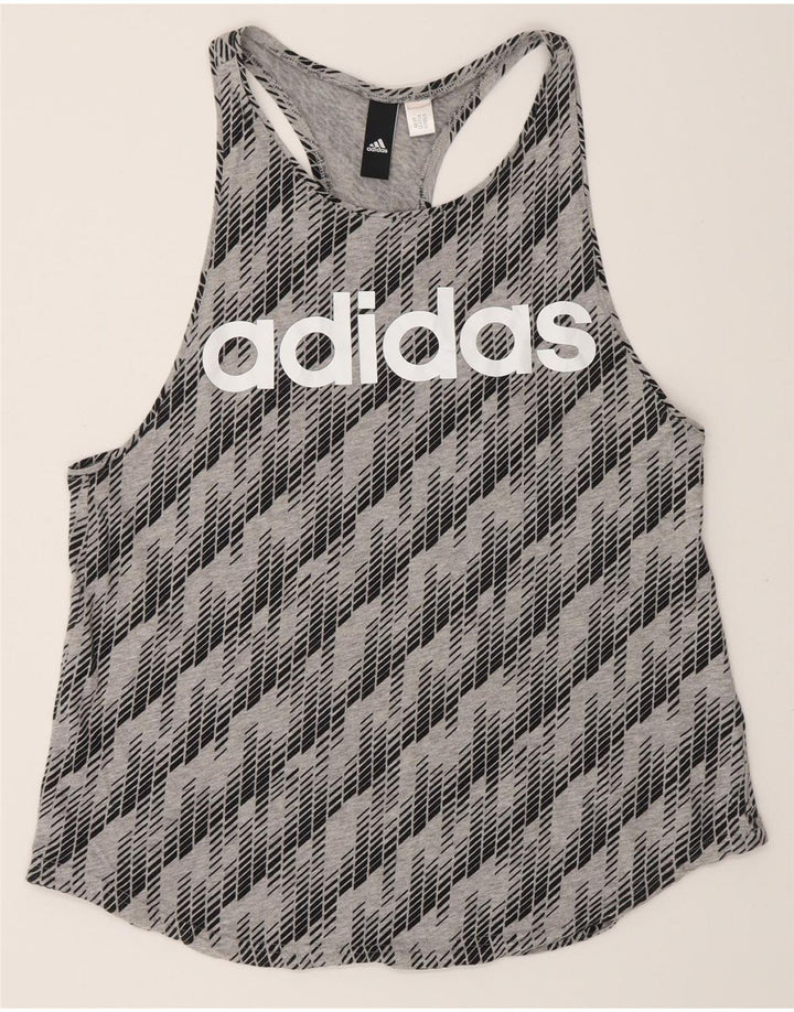 Adidas Mujer Gráfico Chaleco Top UK 12 Gris Medio Geométrico