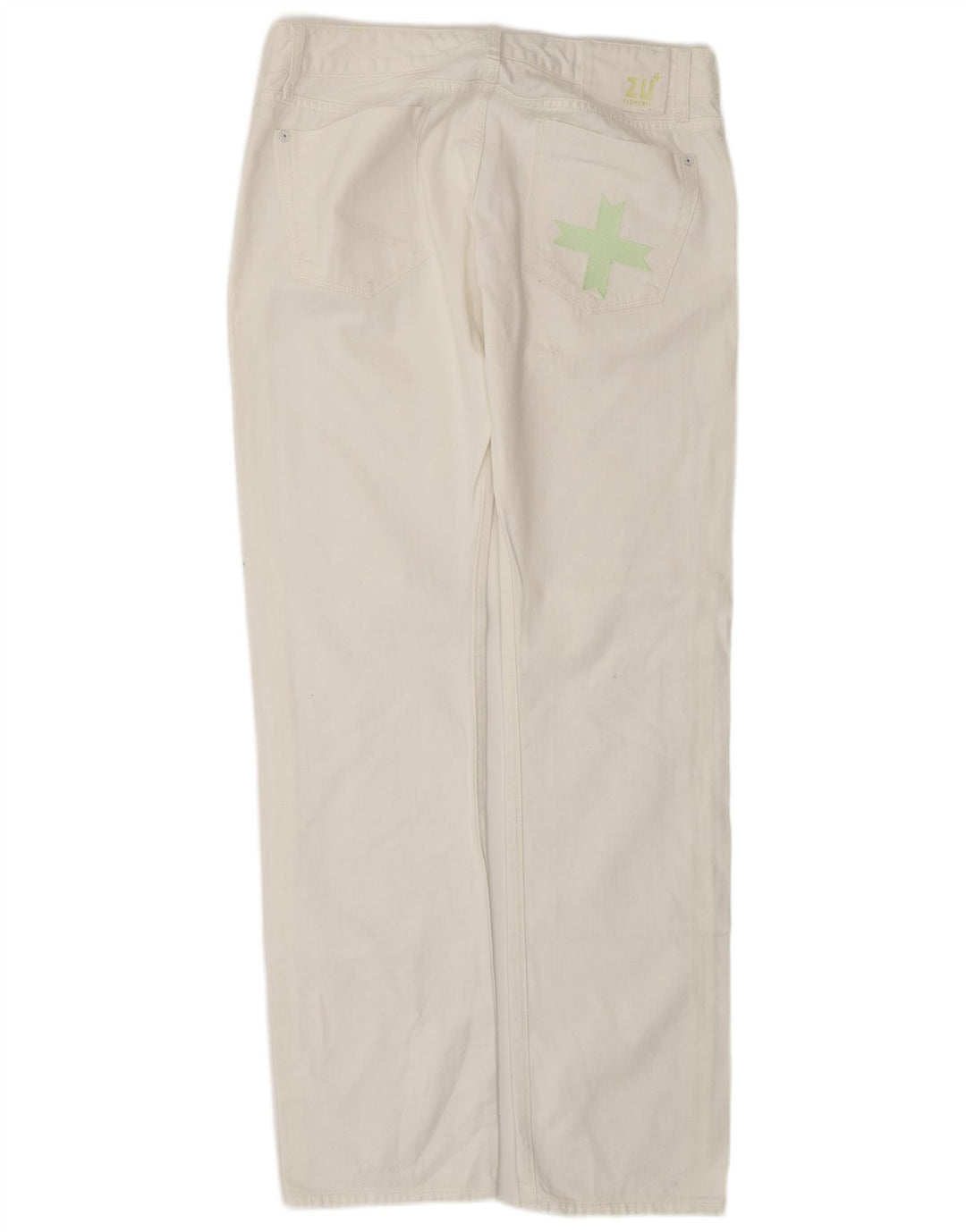 ZU ELEMENTS Vaqueros rectos desgastados para mujer W32 L34 Algodón blanco