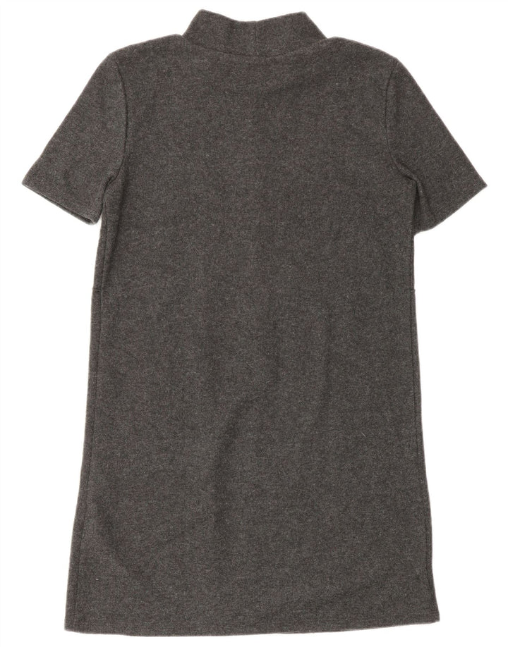 Zara Mujer Vestido Jersey De Manga Corta UK 40 Pequeño Poliéster Gris