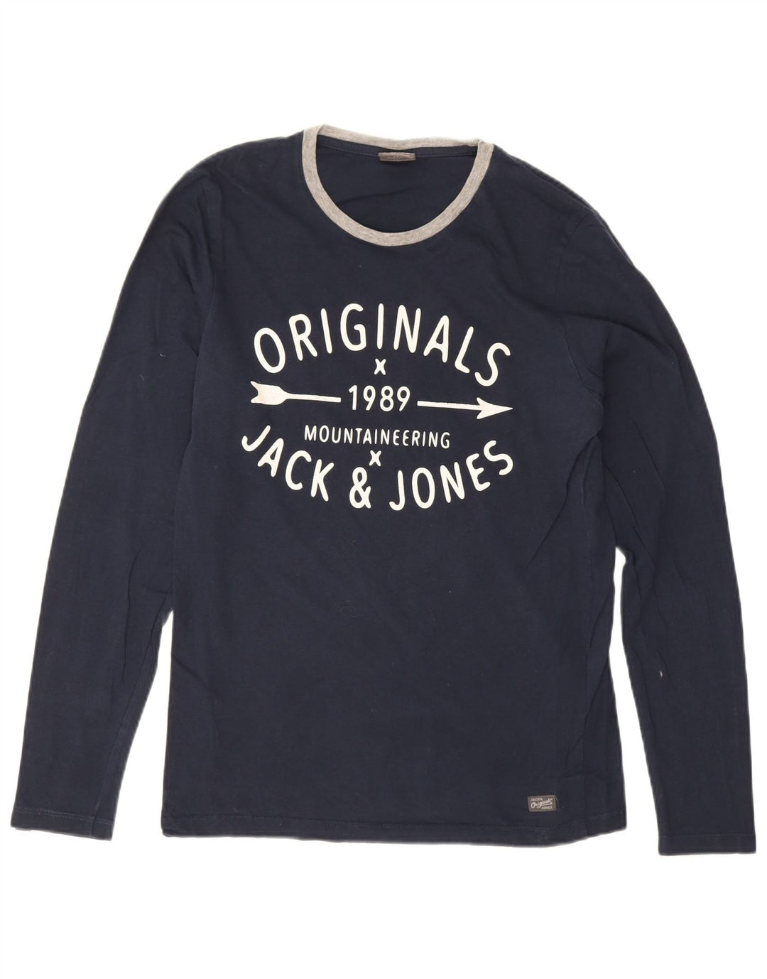 Jack & Jones Hombre Graphic Top Manga Larga Algodón Azul Marino Medio