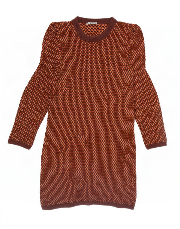 Cos Vestido tipo jersey de manga larga para mujer UK 6 XS Algodón geométrico marrón