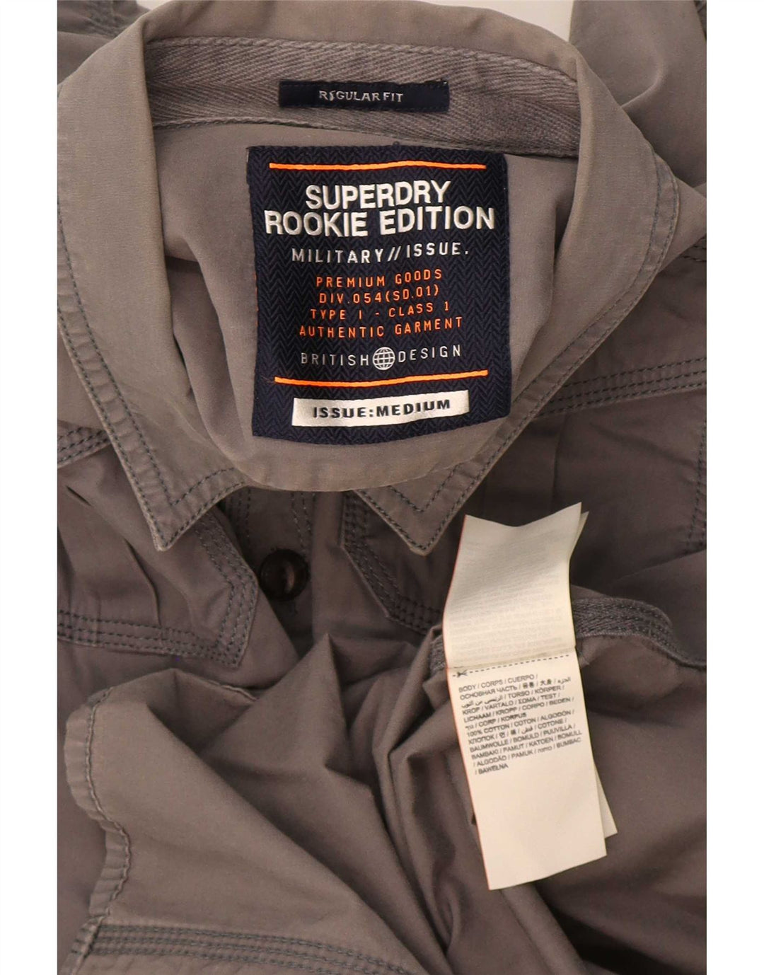 Camisa Superdry Regular Fit De Algodón Gris Medio