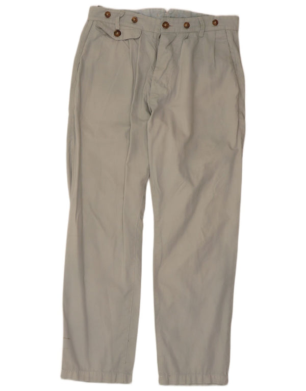 Pantalones chinos vintage con pinzas para hombre IT 44 XS W30 L27 Algodón gris