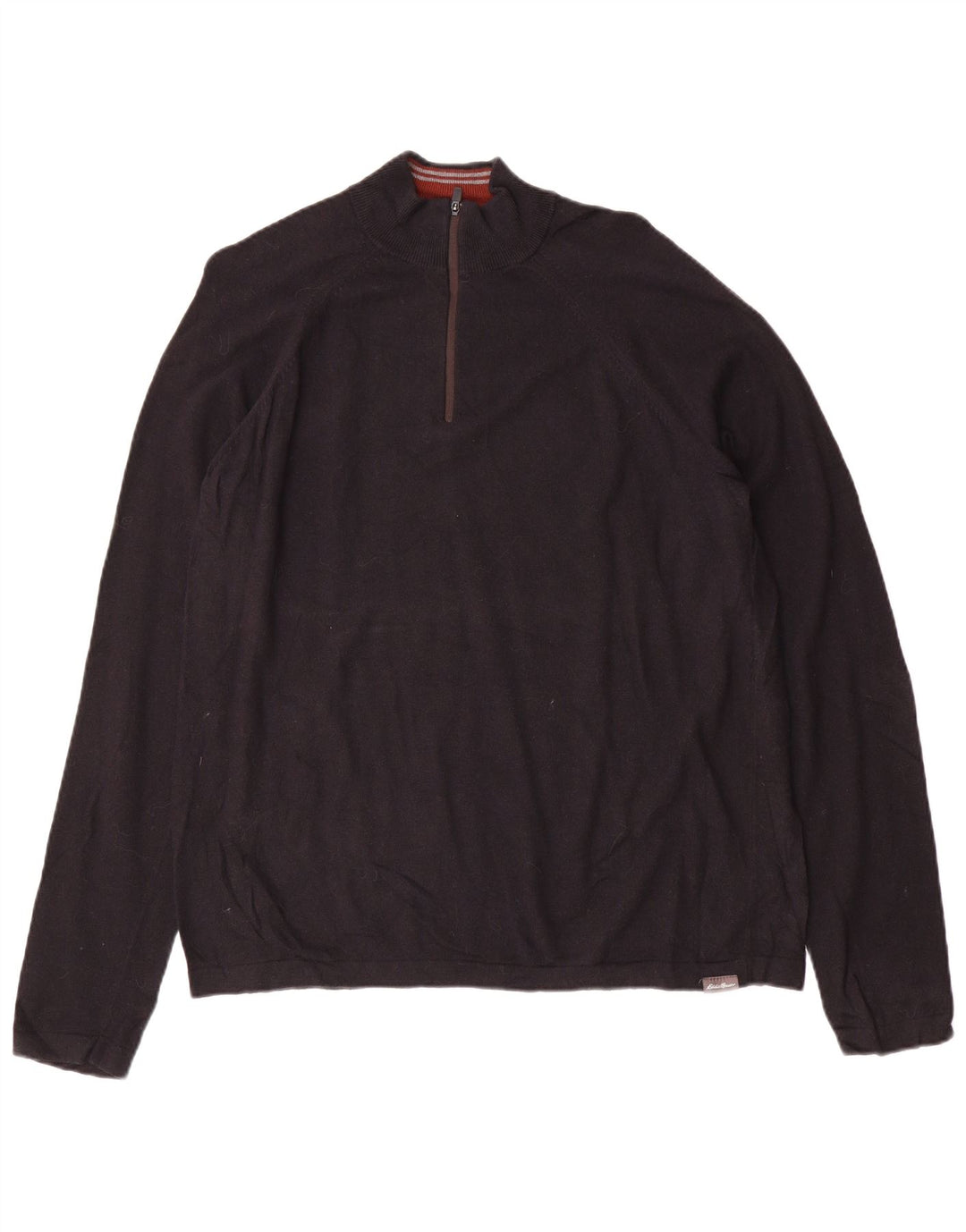 Eddie Bauer Suéter tipo jersey con cuello y cremallera para hombre, tamaño grande, rayón negro