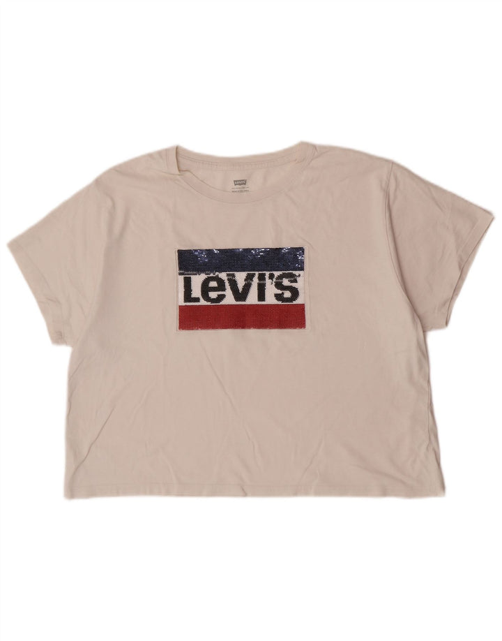 Levi's - Camiseta gráfica para mujer, talla 40, talla mediana, color blanco
