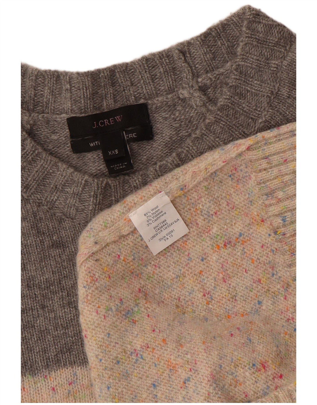 J. CREW Suéter tipo jersey con cuello barco para mujer UK 2 2XS Lana color block beige