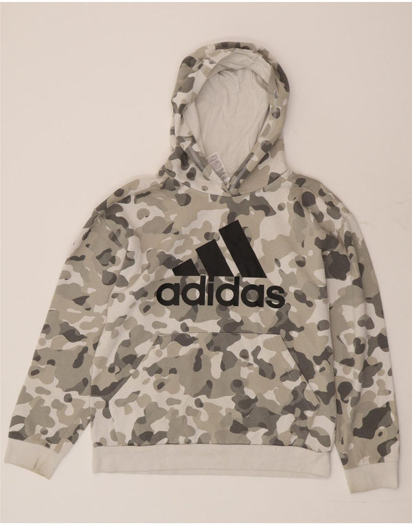 Adidas - Sudadera con capucha para niño (15-16 años, talla XL, algodón de camuflaje gris)