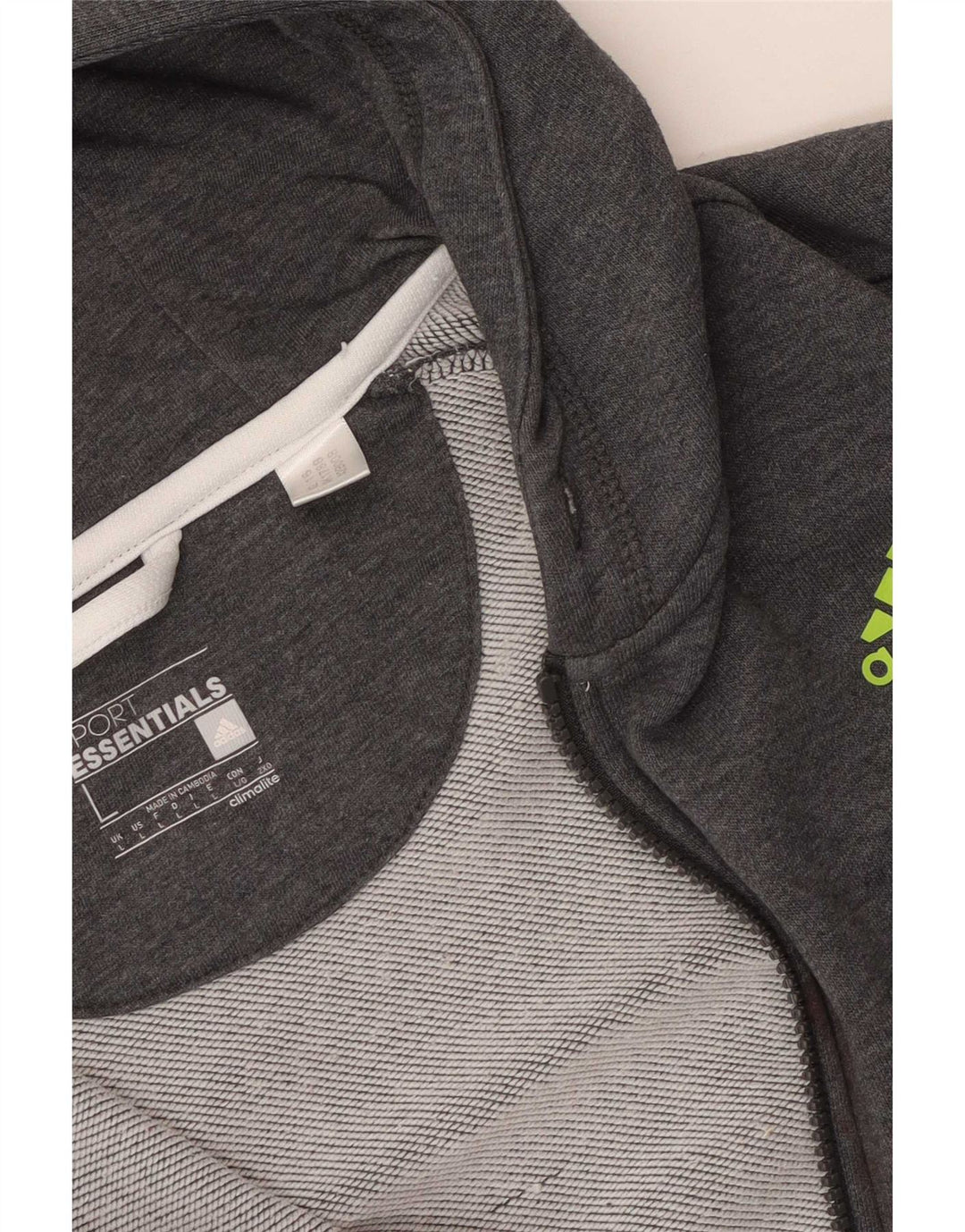 Suéter con capucha y cremallera Adidas para hombre gris grande