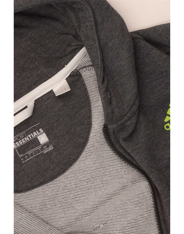 Suéter con capucha y cremallera Adidas para hombre gris grande