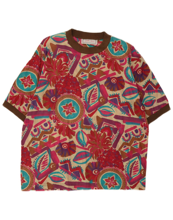 Vintage mujer blusa Top Reino Unido 16 grande multicolor geométrico